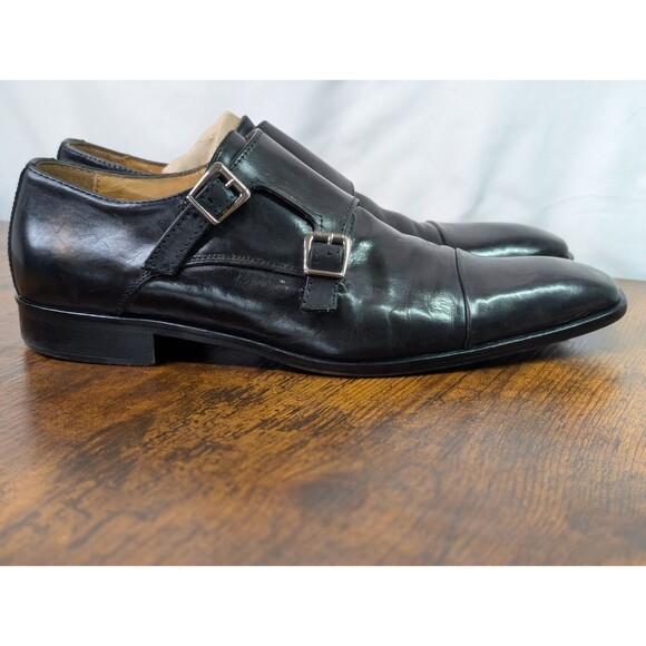 MERCANTI FIORENTINI Black Double Monk Strap Leather Oxford Shoes Leather Sz 8.5 main image 5